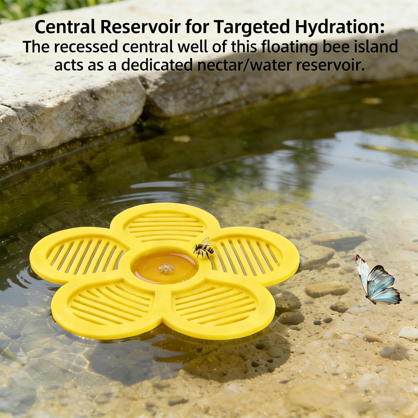 Bienentränkestation - Schwimmende Bieneninsel Für Teich | Bienenbewässerung Mit Blütenform | Insektentränke Für Hummeln | Bienenfutterspender Für Außenbereich