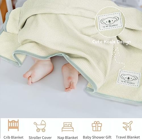 Miniatura 4 de HOMRITAR Manta de bebé para niños y niñas, 100% algodón, suave, ligera, con bonito diseño de koala para todas las estaciones, manta infantil de 30 x