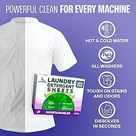 Sudstainables Laundry Detergent Sheets 200 Loads - Dissolvable Laundry Sheet for Washing Machines, Compact Alternative to Liquid & Powder Detergent, Travel-Friendly Soap | Lavender