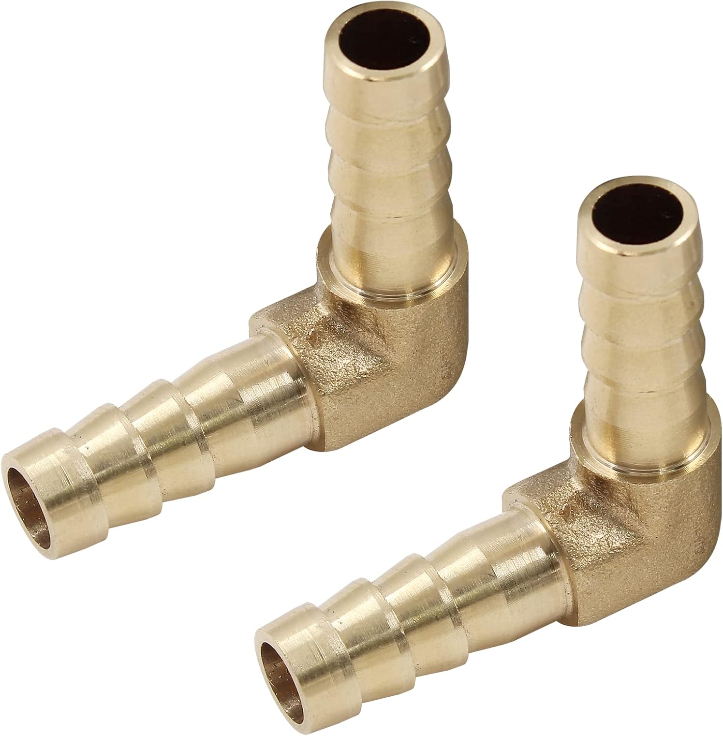 2Pcs 5/16 Inch Brass Hose Barb Elbow 90 Degree L Right Angle Elbow 8mm Hose ID Barb Reducer Union Water/Fuel/Air