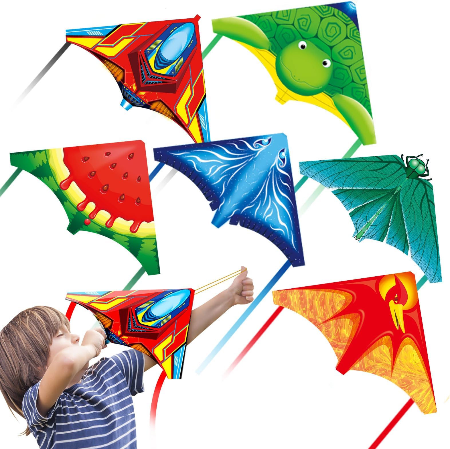 YongnKids 6 Pack/ 20 Pack Mini Kite for Boys Girls Age 3-5 4-8, Finger Launcher Kites Easy to Fly Ejection Flying Toys Kite for Kids Teens Ages Beach Park Backyard Outdoor Sports
