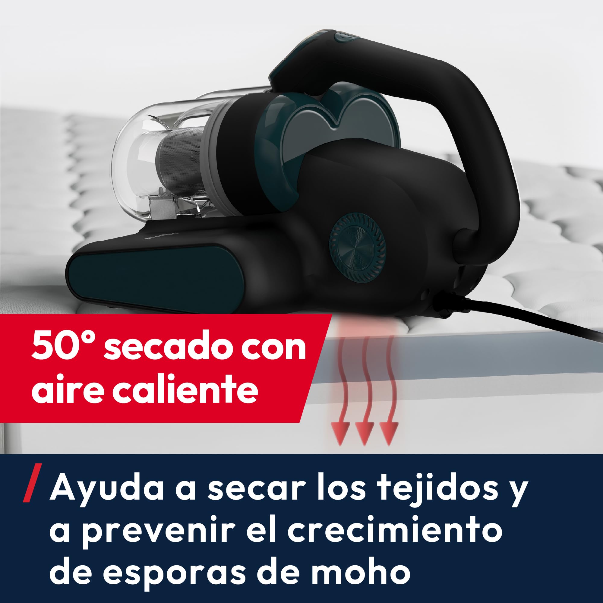 Hoover HMC5 Core Aspiradora de Mano para Colchones | 4 Funciones Auto | Beat&Roll, Aspiración, Luz UV y Secado, Ligera, Antiácaros para Camas, Sofás y Tapizados, 400W