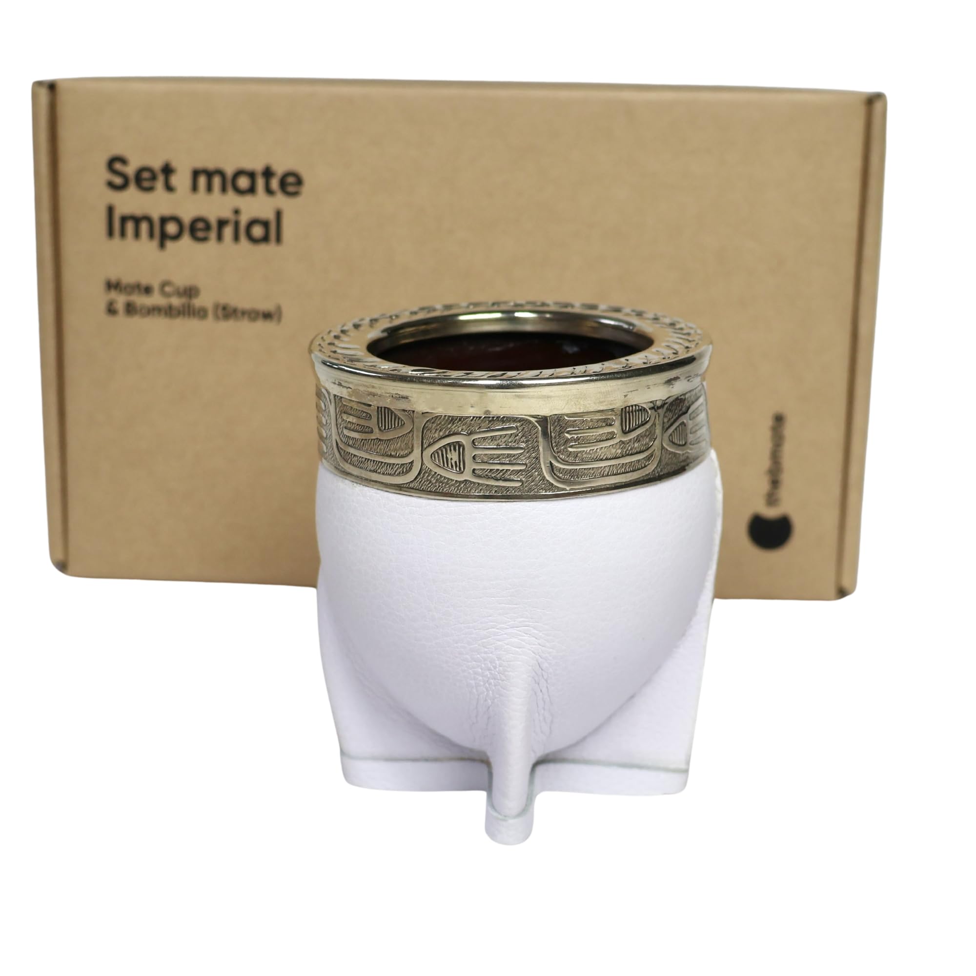 [Ensemble de qualité supérieure impériale Yerba Mate Tasse à thé en céramique fabriquée à la main en Uruguay – Ensemble Mate Imperial avec paille bombilla argentée allemande et brosse de