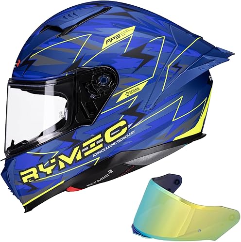 SR6 Casco integral de motocicleta, equipado con viseras transparentes y multicolores, aprobado por DOT para carreras callejeras