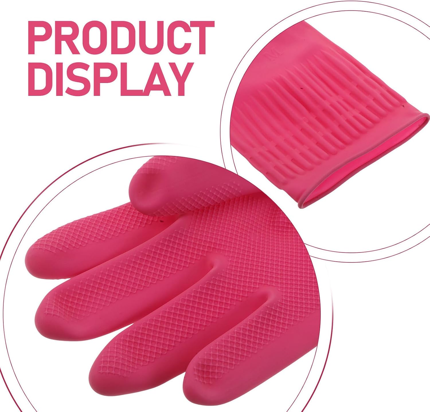 3 Pairs Waterproof Kitchen Dishwashing Gloves Thickened Long Latex Household Cleaning Gloves with Anti-slip Sturdy for Dishwashing Laundry and Gardening Use Random Color
