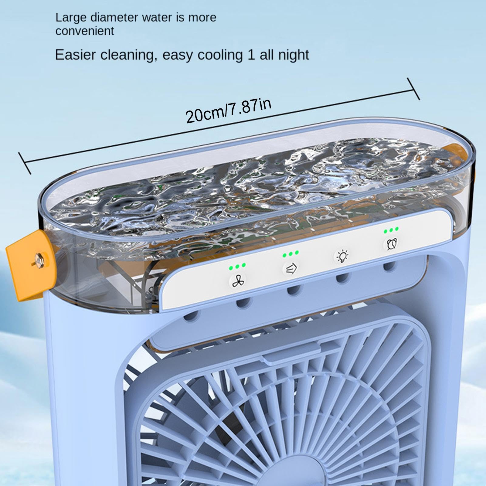 Ventilatore Portatile A Portatile USB Ricaricabile, 3 Velocità, D'Aria | Raffrescatore d'Aria con LED Per Interni Camera Viaggio Campeggio Picnic Vacanza