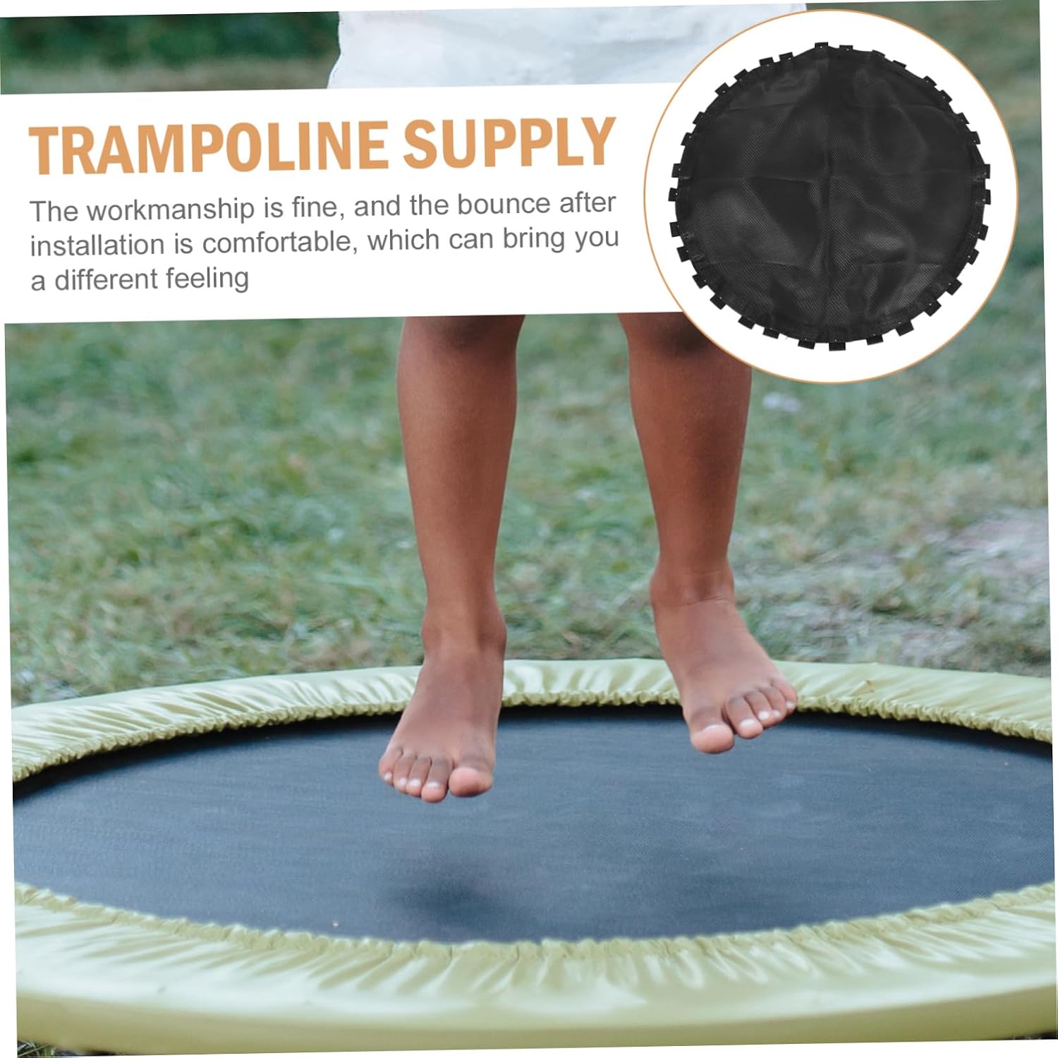 Trampoline Replacement Mat Black Jumping Cushion Weather-Resistant Mesh Trampoline Accessory for Home Use Suitable for Boys and Girls and Adults