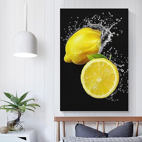 Miniatura 5 de Lienzo Decorativo De Limón Para Pared, Cuadro De Frutas, Pintura De Agua Con Salpicaduras De Limón, Impresiones Artísticas De Verano, Cocina,