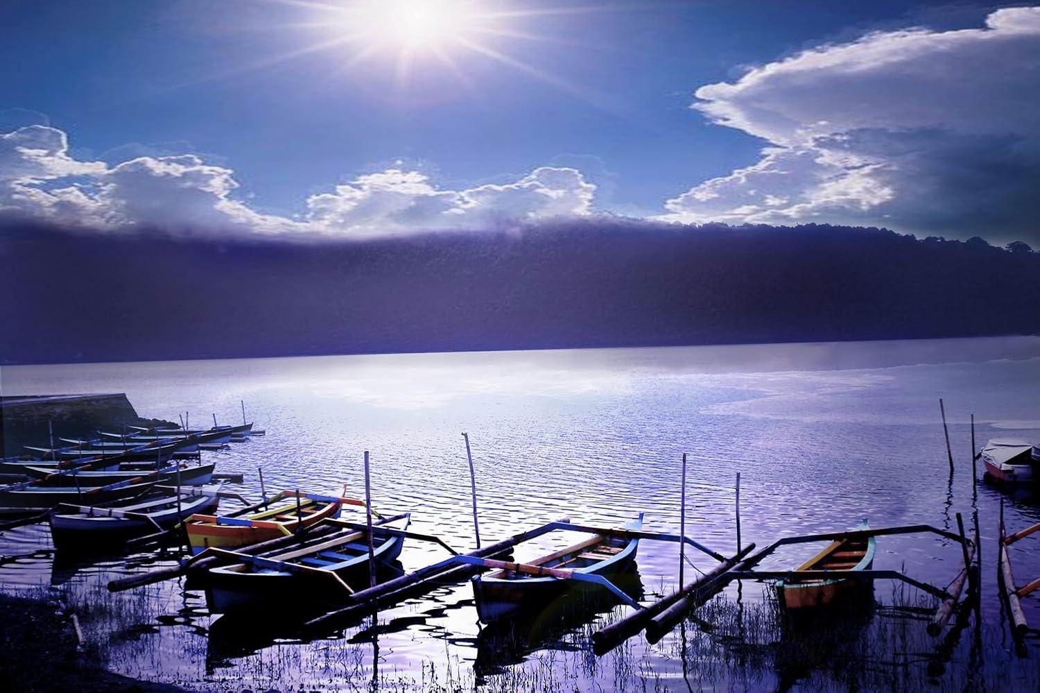 NOVICA Boats On The Lakeshore