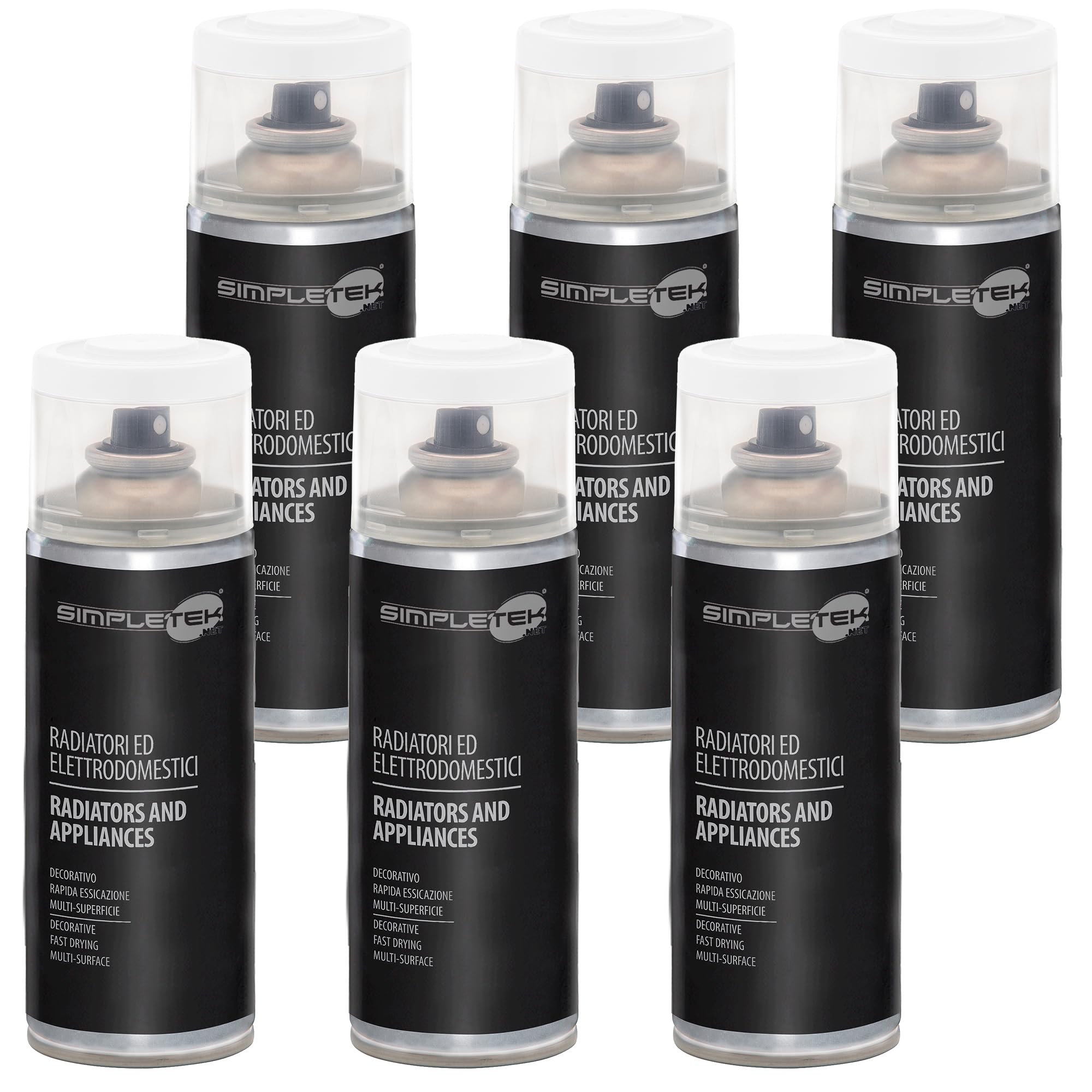SIMPLETEK - 6 botes de spray de barniz para radiadores electrodomésticos, lavadoras, neveras, color blanco, V400PAST.2, 400 ml (kit de 6 unidades)