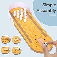 Vista 3 de MCPINKY Mini juego de bolos, mini juego de bolos de mesa, juego de bolos de escritorio, juguete pequeño para el hogar, bolera