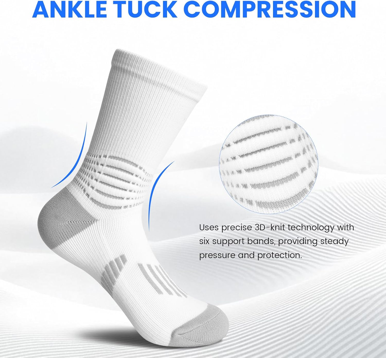 IRAMY Crew Compression Socks Athletic Running Socks for Men Women Plantar Fasciitis Relief 3/6 Pairs - Image 2