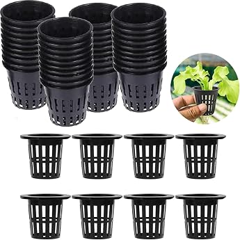 Pack of 60 Net Pots Hydroponics 5 cm Water Culture Plant Basket Net Pot for Hydroponics Garden Net Cup Pots Plastic Hydroponics Net Pot Bucket Basket Black