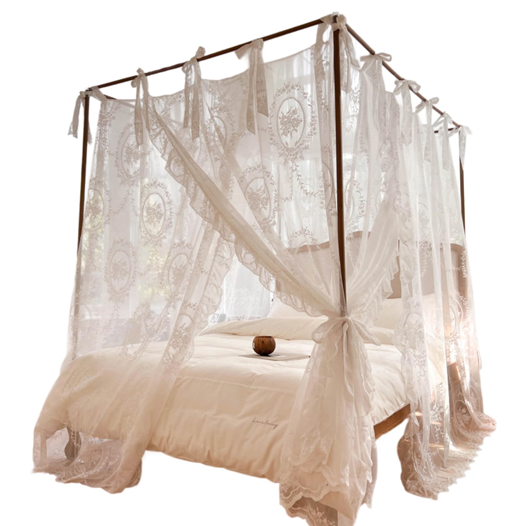 Dosel de Cama Blanco Cortinas Antimosquitos para Dormitorio de 1,5m