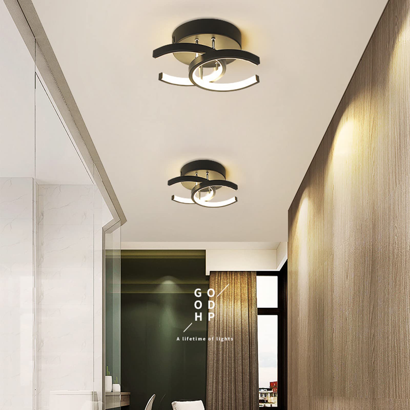 2-punktowe lampy sufitowe LED Nowoczesna lampa sufitowa do montażu podtynkowego Metalowa oprawa sufitowa do salonu Sypialnia Biuro Przedpokój Biały + 3 kolory światła-18W