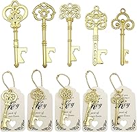 Vista 9 de WODEGIFT 50 abridores de botellas, recuerdos de boda, abrebotellas de esqueleto vintage, abridor de botellas con tarjetas de escolta y llaveros