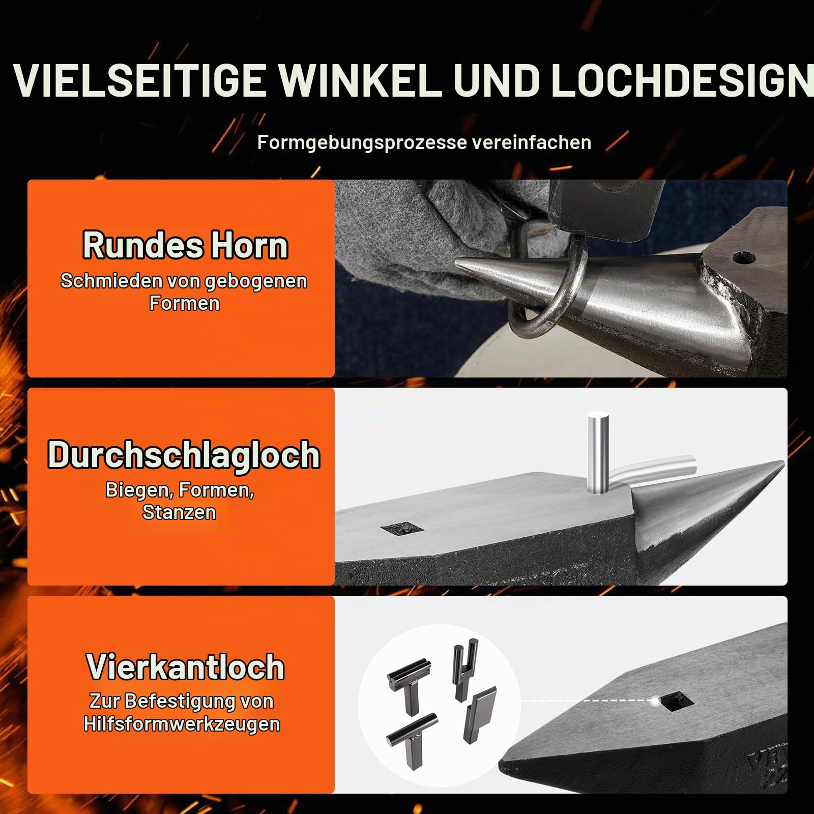 VEVOR Amboss Einzelner Hornamboss 10 kg Stahlamboss Geschmiedeter Amboss Robuster Hornamboss Schmied Juweliere Metallschmied Schmiedewerkzeug Geeignet für Nieten, Abflachen, Schmieden und Formen