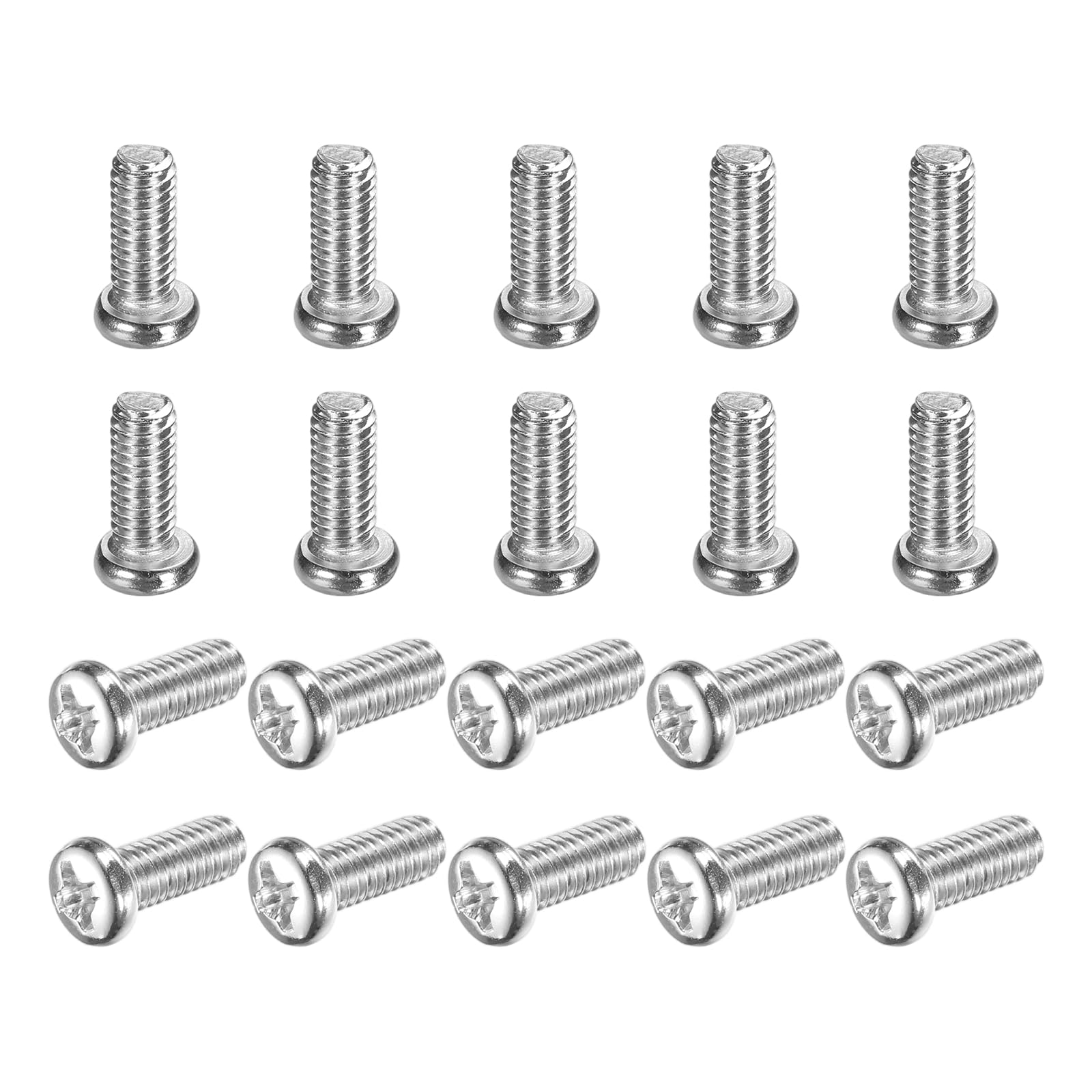 sourcing map 100 Pcs M4x10-0.7mm Phillips Pan Head Machine Screws, Carbon Steel Full Thread