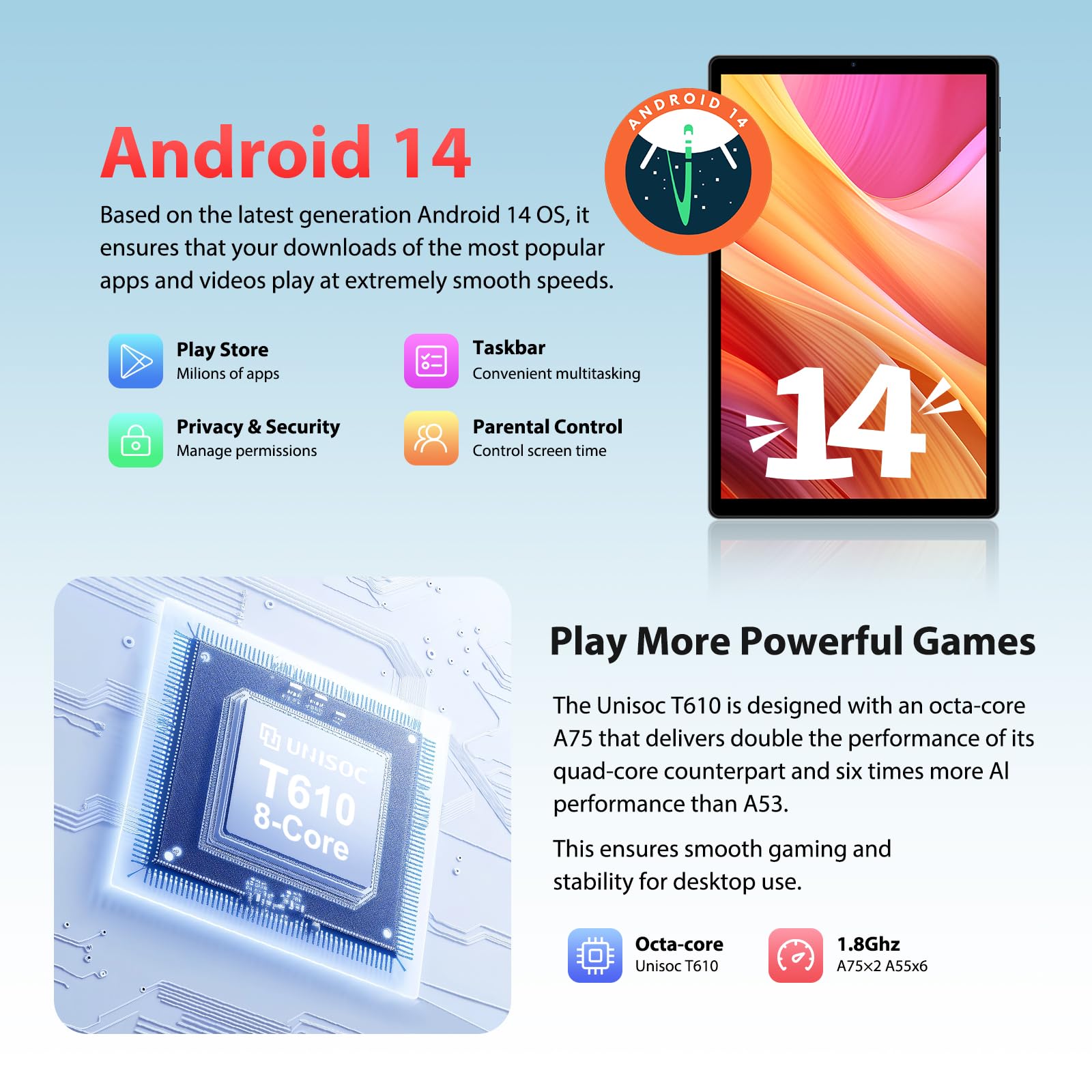 WOREGOO 2K Tablet 10.4 Pollici Android 14, 4G LTE+5G WiFi, 36GB RAM+256GB ROM(TF 1TB), Octa-Core 2.0Ghz, 2000 * 1200/Face ID/8000mAh/OTG/8MP+13MP/BT5.0/GPS/GMS, Tablet con Tastiera e Mouse, Grigio