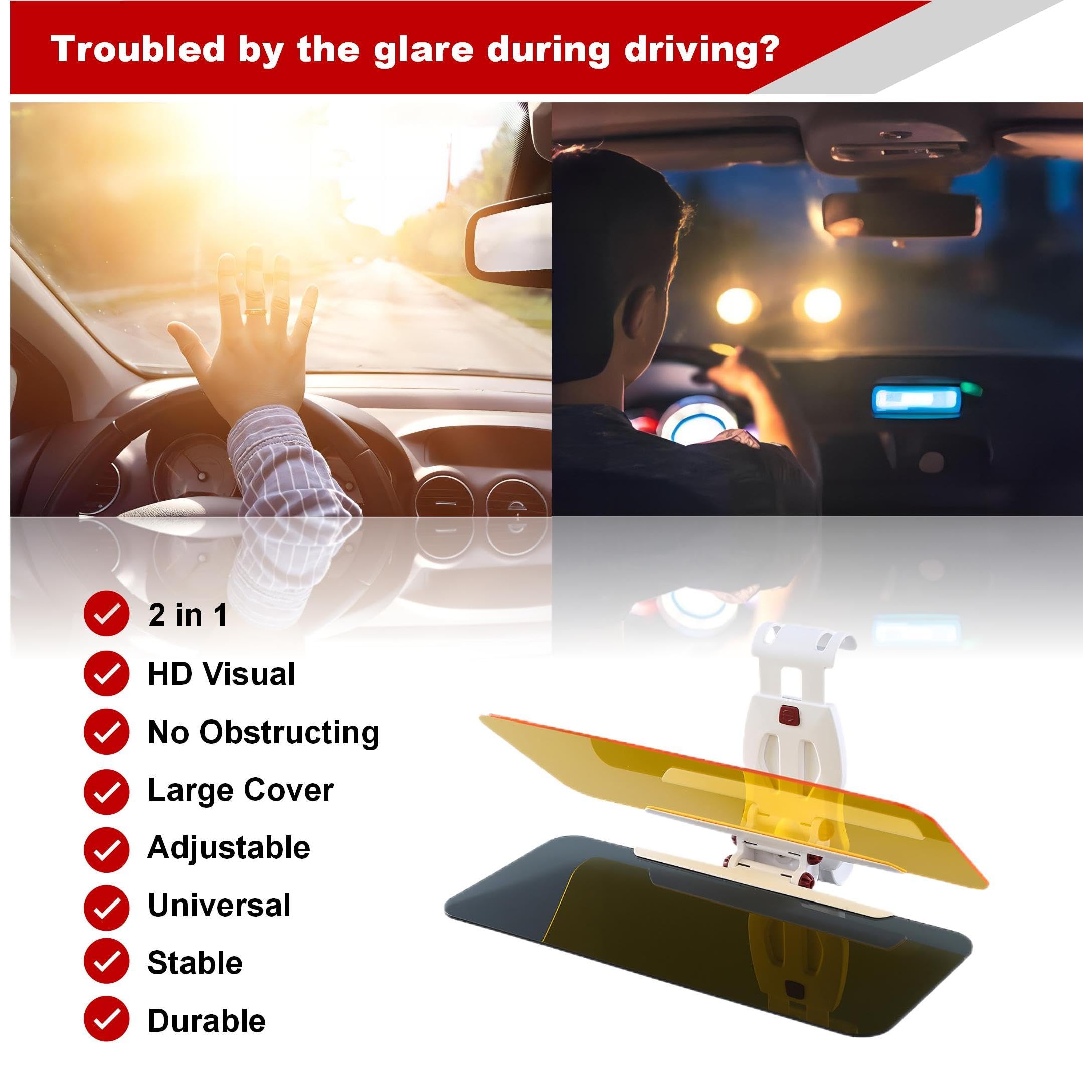 CaringTeth Sun Visor Extender, 2-in-1 car Visor Extender Sun Blocker Upgrade Cover with UV400 Protection, Anti-Glare for Day and Night Driving