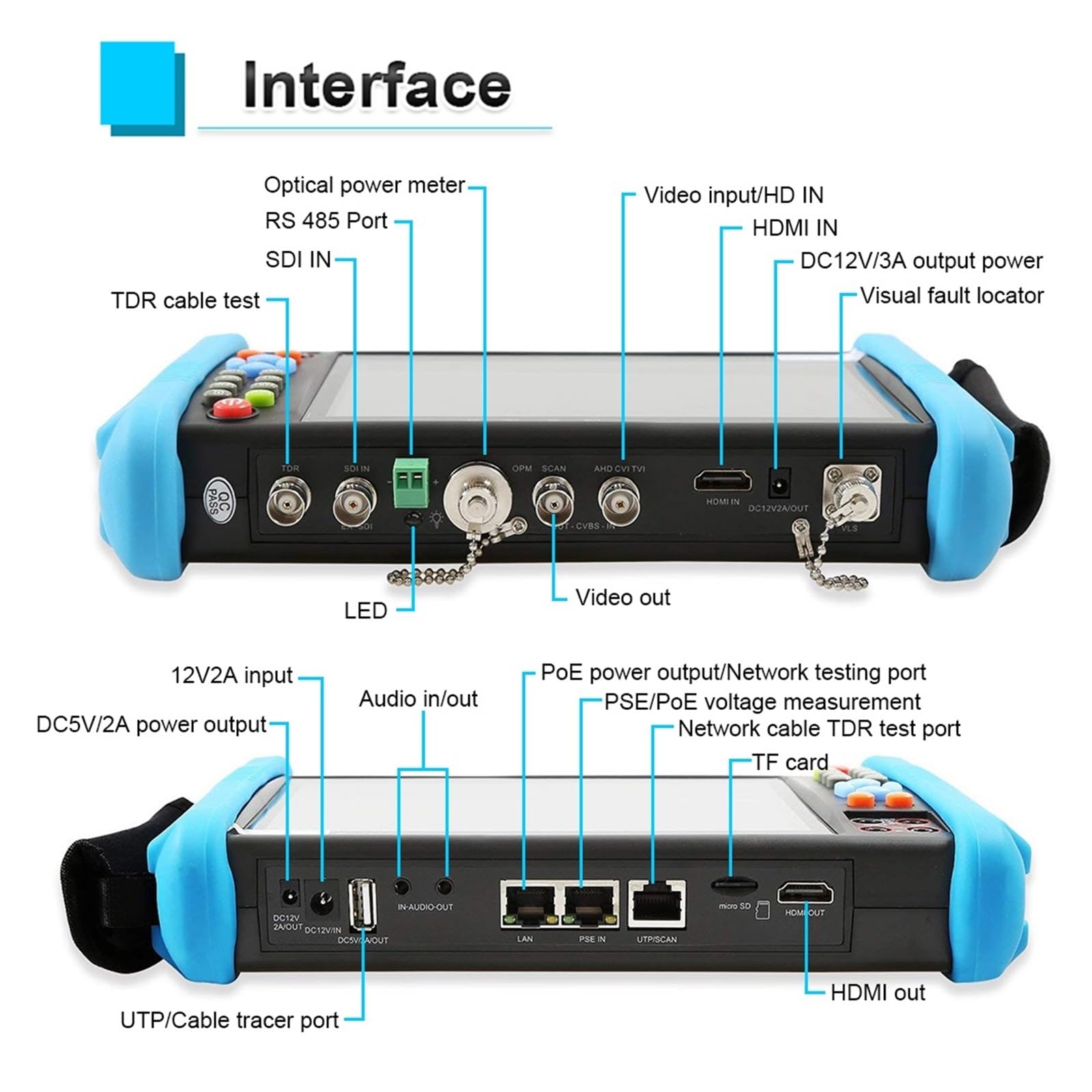 IPC 9800adh Plus CCTV Tester con POE per Telecamere IP - Diagnosi Segnale HD Audio/Video per Camere Analogiche
