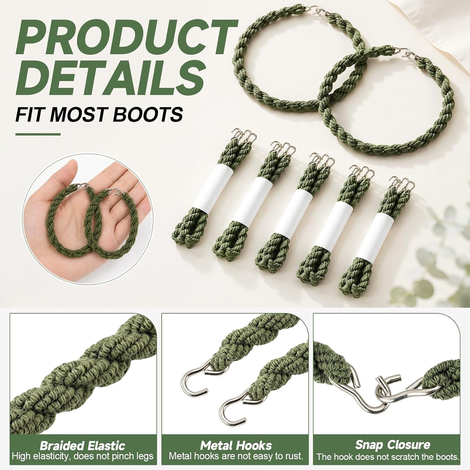 12Pcs Boot Blousers Military,Elastic Boot Straps