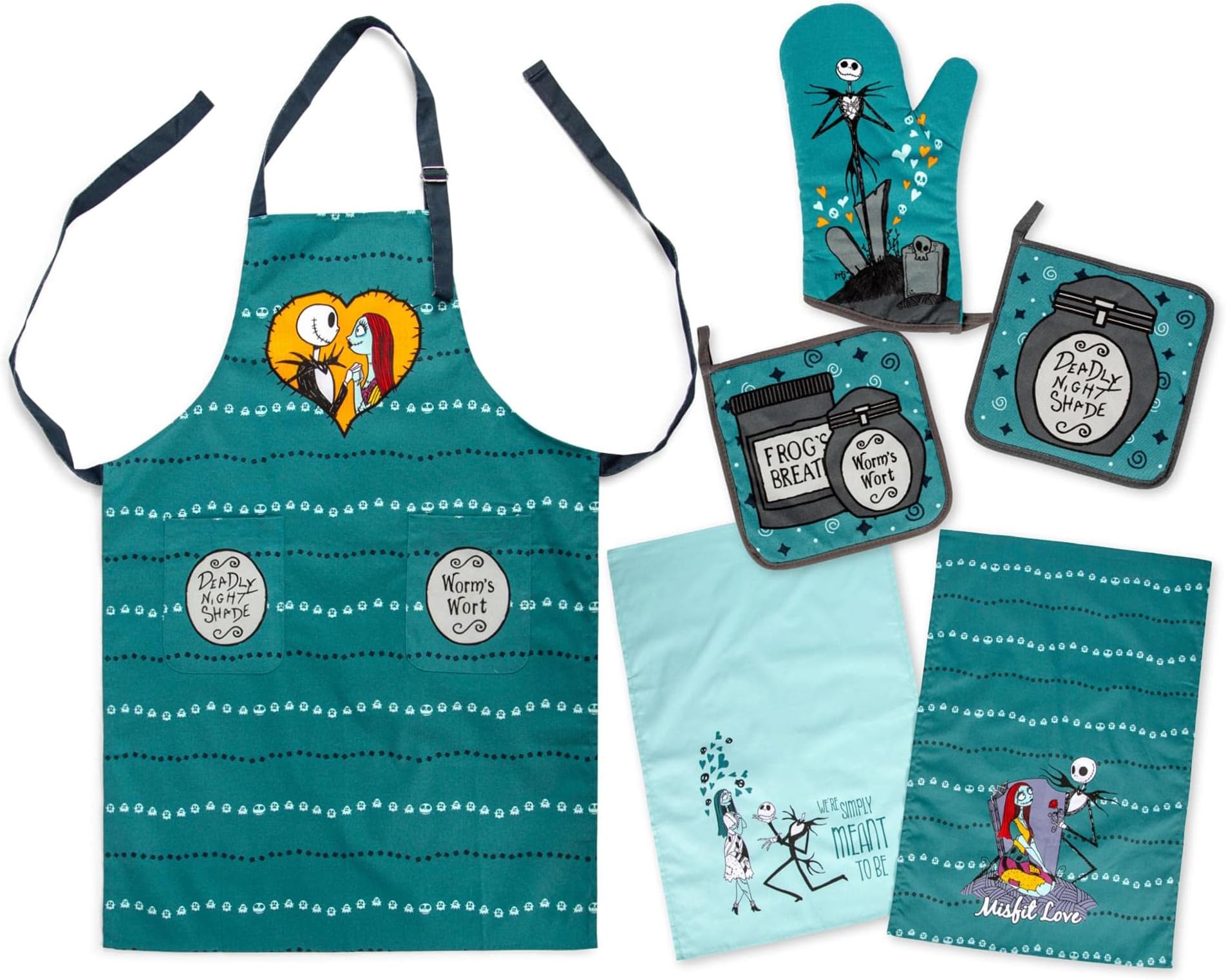 Nightmare Before Christmas Kitchen Set | Apron | Mitt | Pot Holders | Towels