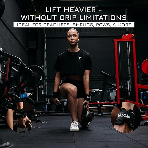 Miniatura 2 de Breaking Limits Ganchos de elevación para levantamiento de pesas (par) - Ganchos de muñeca para levantamiento de pesas, gimnasio, peso muerto y