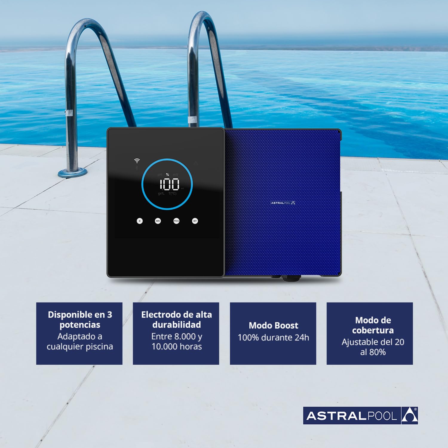 Clear Connect 30 Escalable - Clorador Salino para Piscinas Sin Químicos - Electrólisis de Sal - Astralpool