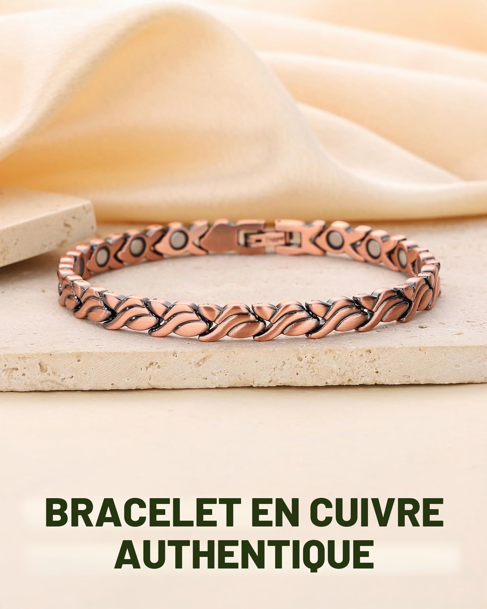 MagEnergy Bracelet en cuivre pur pour femme, bijou magnétique réglable avec motif queue de poisson, cadeau élégant à porter au quotidien