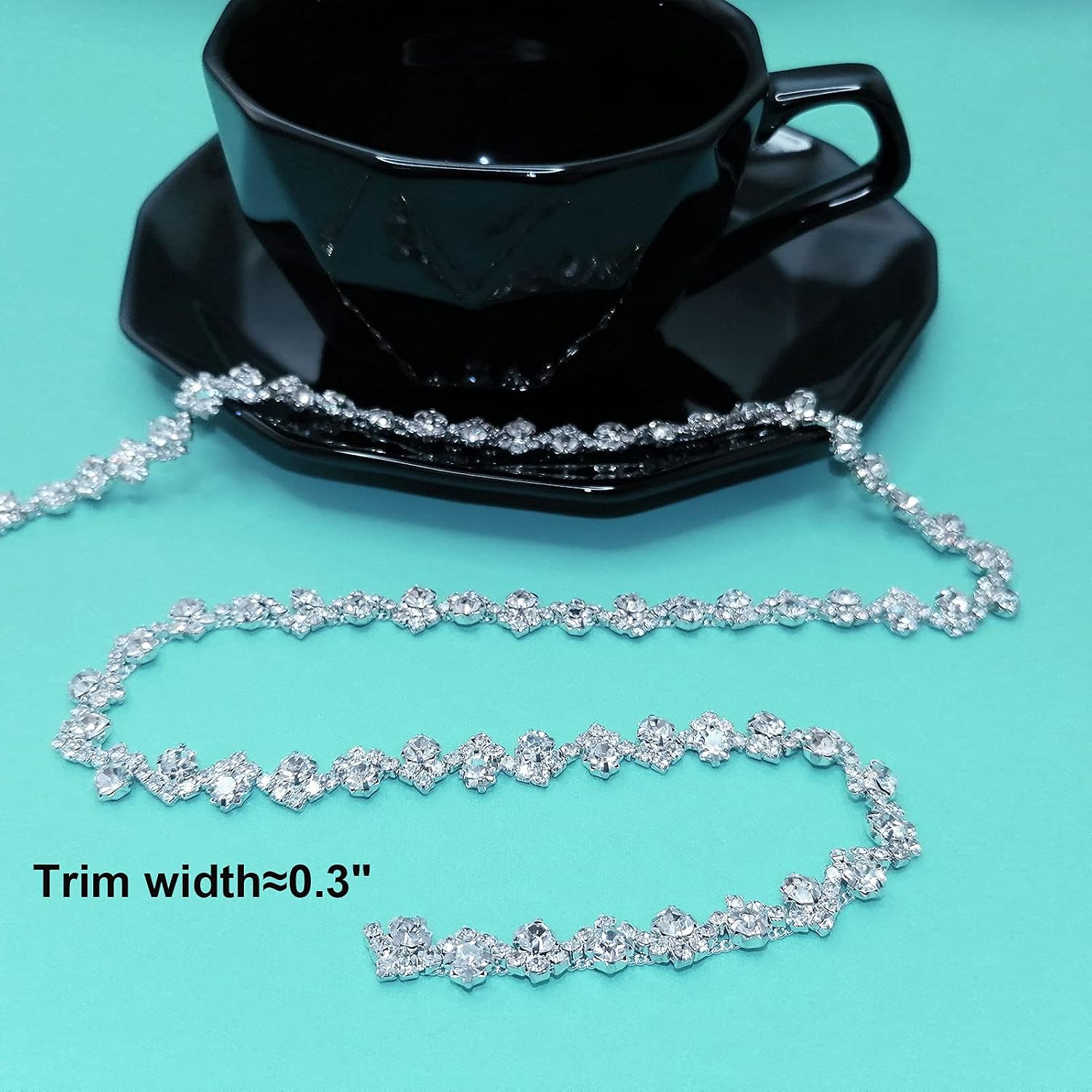1 Yard Bling Delicate Rhinestone Trim Crystal Rhinestone Chain Applique for DIY Decoration & Bridal Costume Embellishment