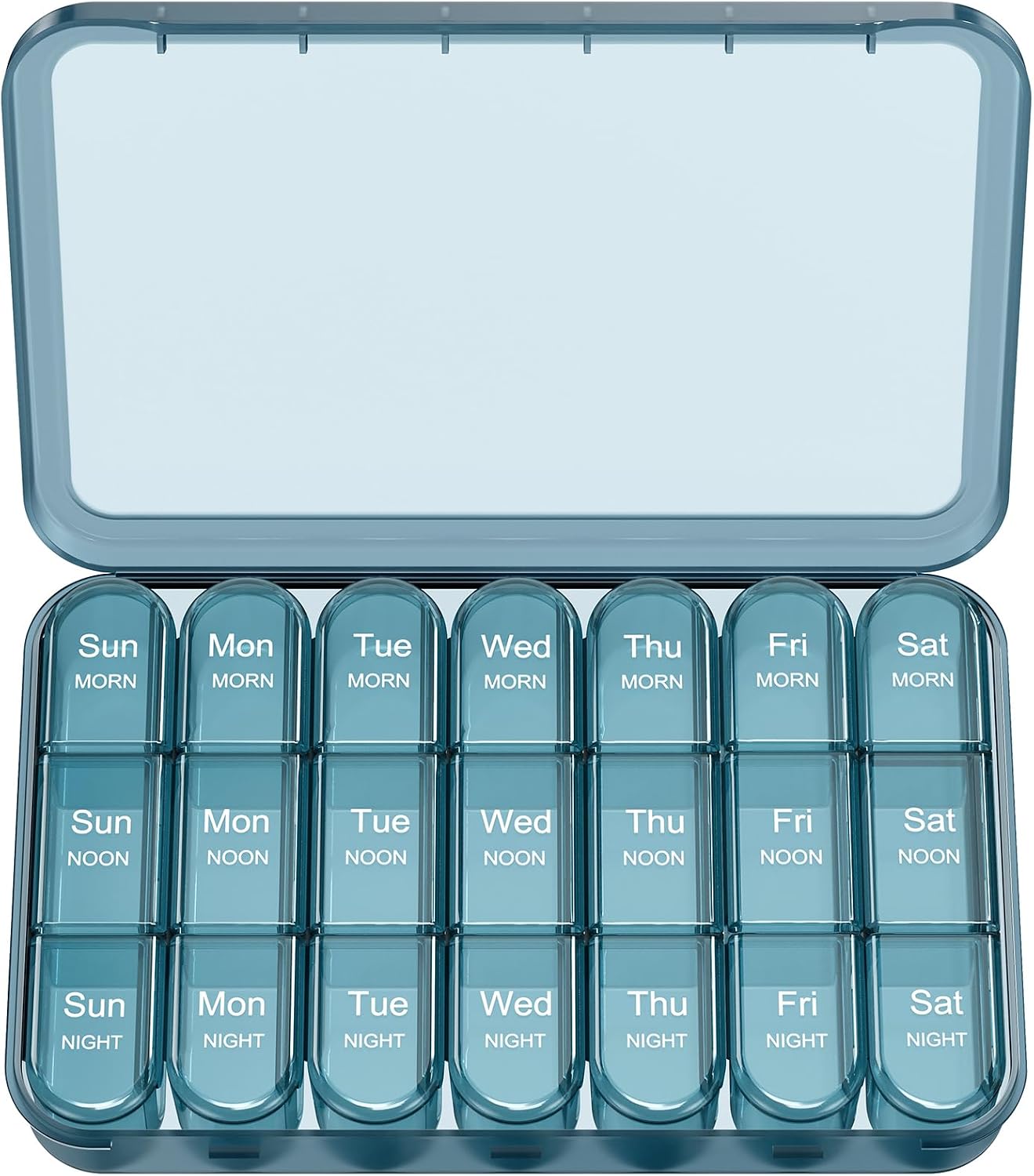 Daviky Pill Organizer 3X a Day, Weekly Pill Box 7 Day, Travel Pill Case with Large Containers, Pill Case for Vitamins, Medication, Supplements and Fish Oils