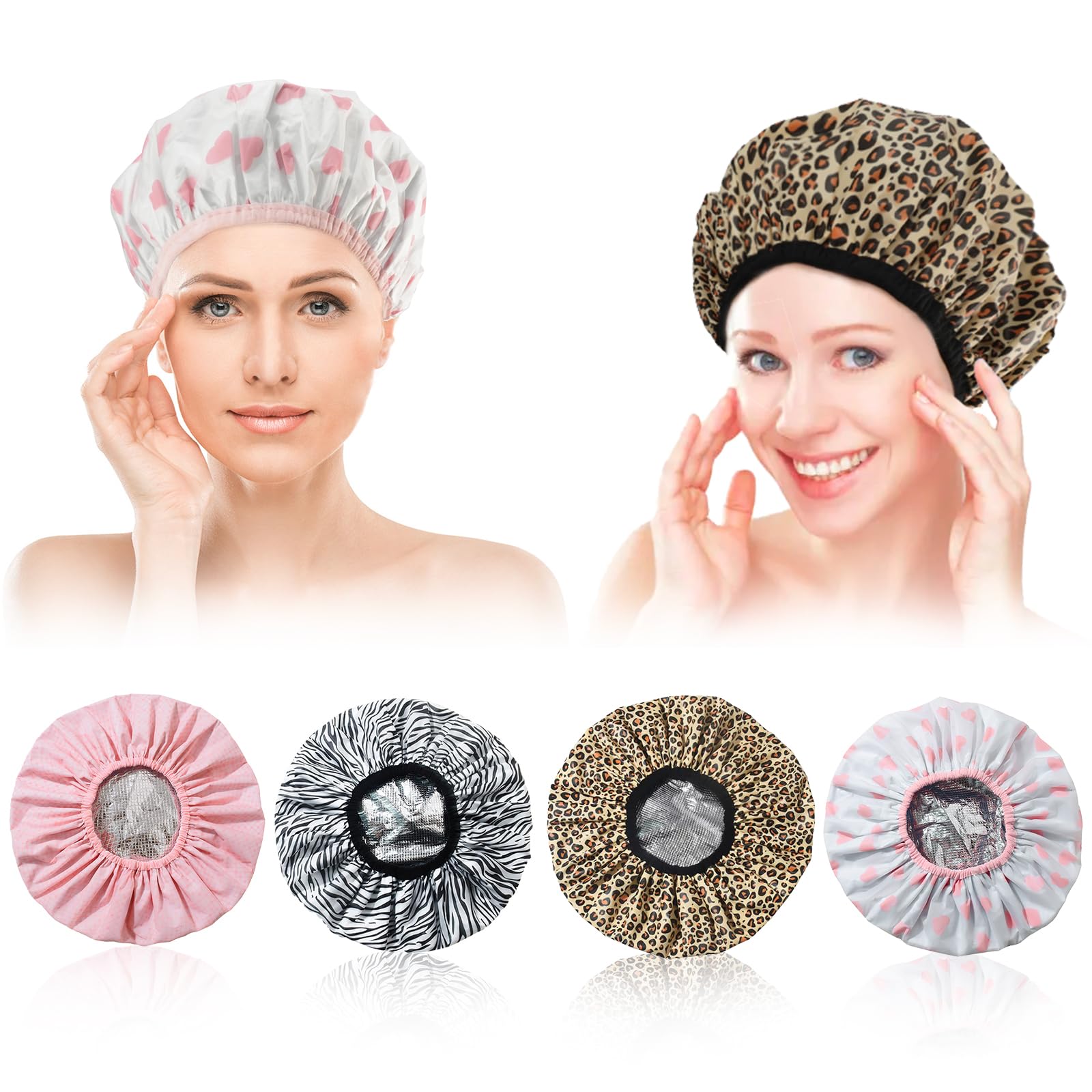 4Pcs Heat Cap for Deep Conditioning Double Layer Deep Conditioning Cap, Aluminum Foil Hair Processing Caps