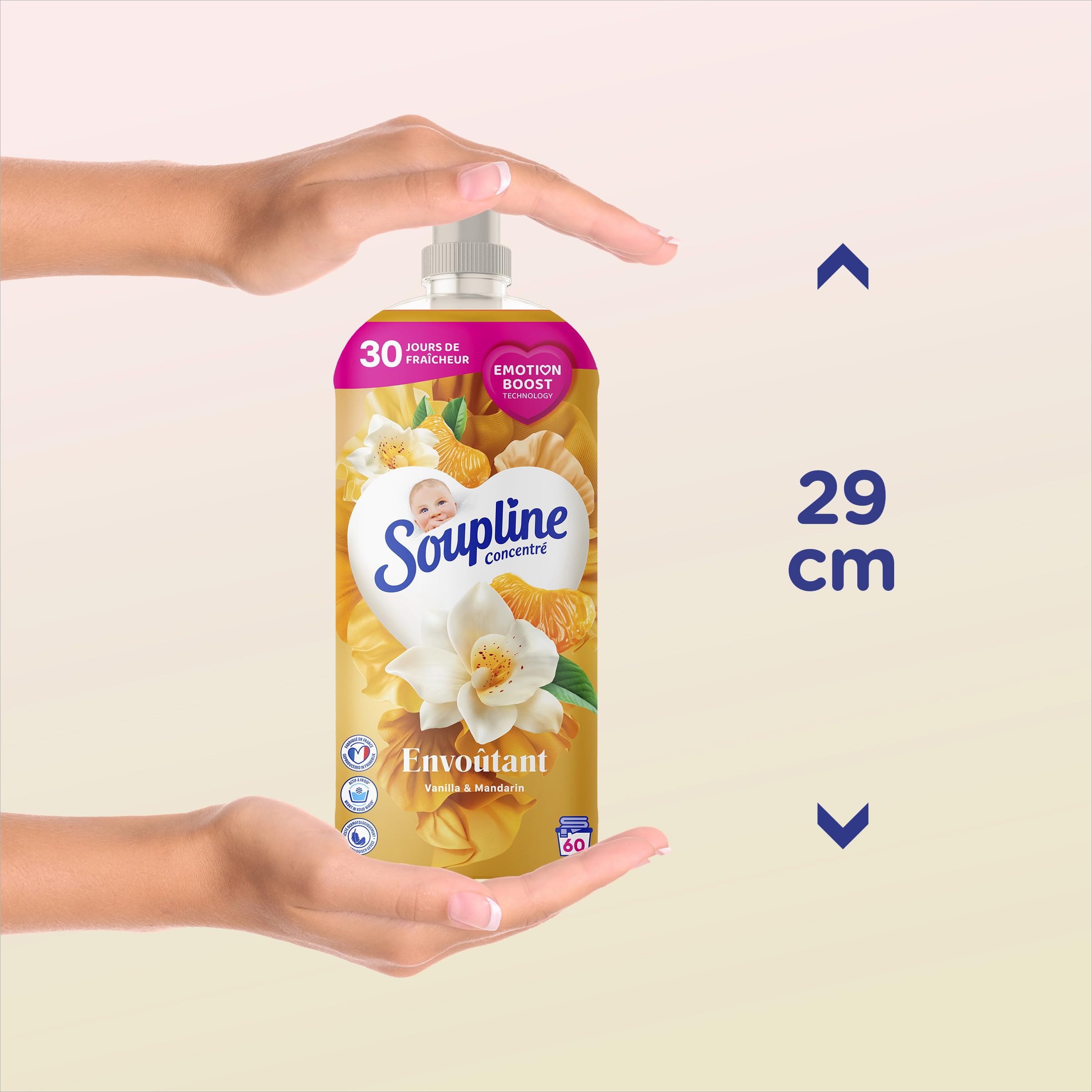 SOUPLINE - Adoucissant Concentré Ultra Emotion - Vanille & Mandarine - Lot de 6 x 1,8L