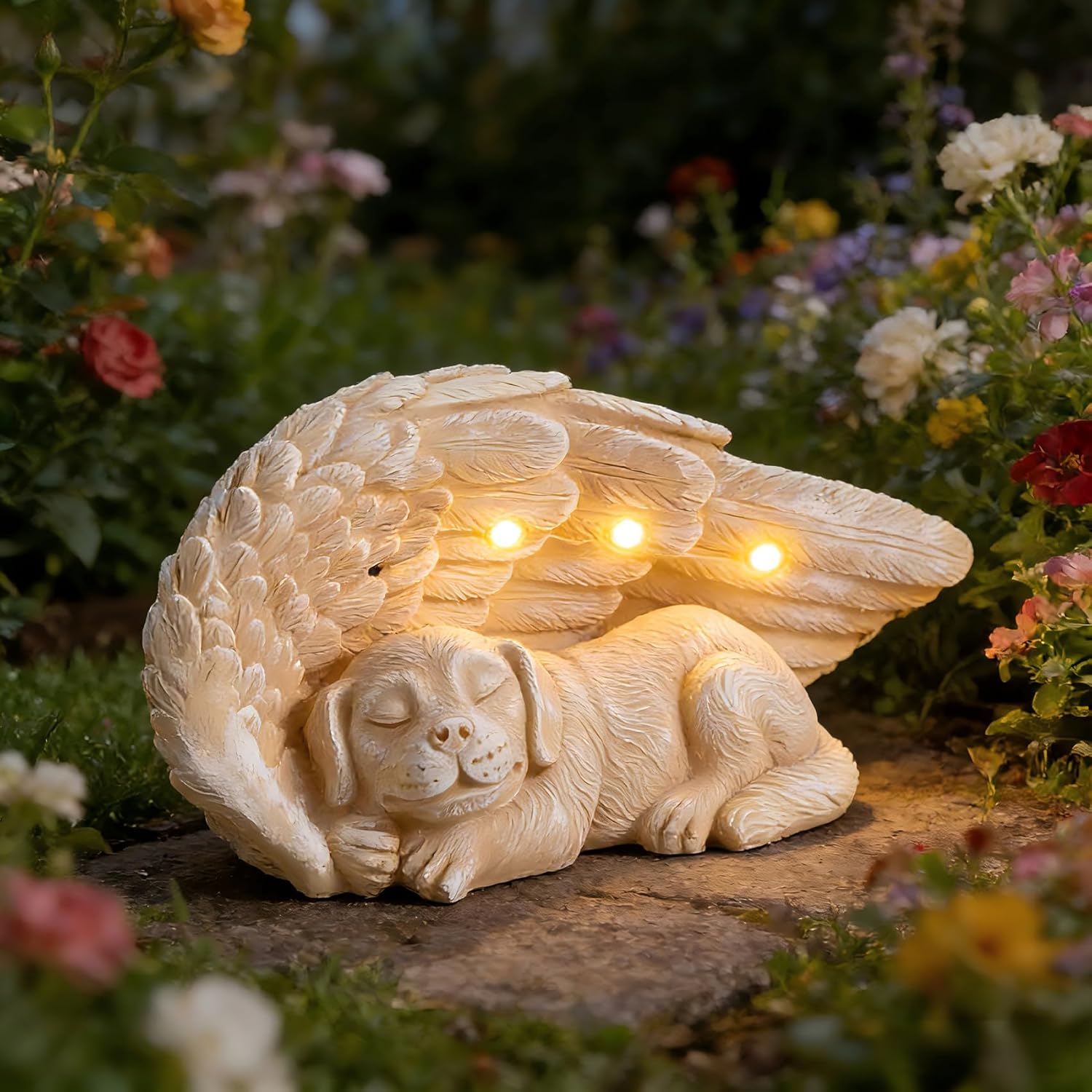 Dog Memorial Gifts​ – Dog Memorial Gifts for Loss of Dog, Pet Memorial​ – Forever My Guardian Angel Garden Solar Light & Pet Memorial Stone