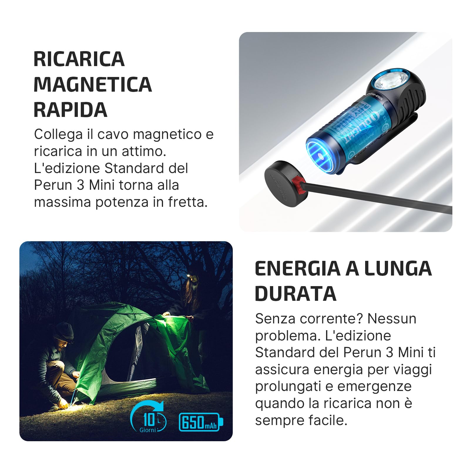 OLIGHT Perun 3 Mini Versione HCRI Torcia Frontale Ricaricabile 920 Lumen 133m Portata 90 CRI, Luce Bianca e Rossa, Leggera per Escursionismo, Campeggio e Outdoor (HCRI Nero)