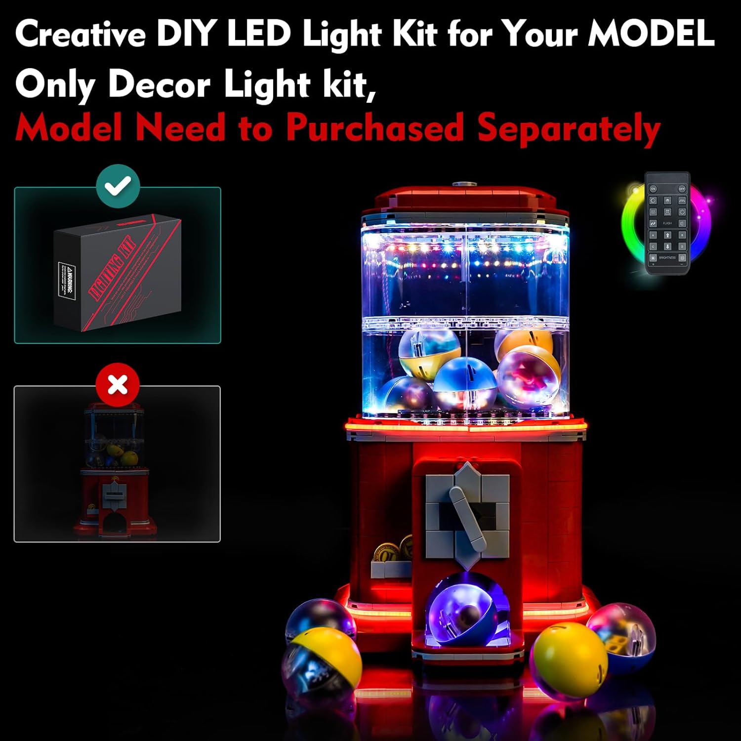Light kit Compatible with Lego 21358 Minifigure Vending Machine - No Model Only Light, LED Lighting Accessories Compatible with Lego 21358 Miniature Twister (RC Version)