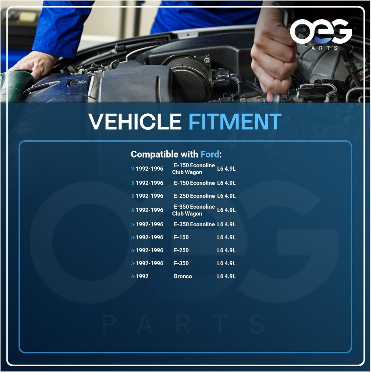OEG Parts New Distributor Compatible With Ford F150 F250 E150 E250 Bronco 4.9L 1992-1996 92 93 94 95 96 Straight 6 F2TZ 12127-D, F2TZ 12127-DA, F2TZ12127