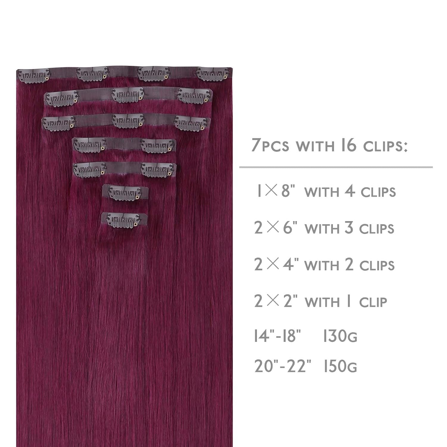  Seamless Clip In Hair Extensions Human Hair, 12 Inch 80g 7pcs Light Burgundy Real Hair Extensions Clip in Human Hair Invisible PU Skin Weft Natural Remy Hair thumbnail
