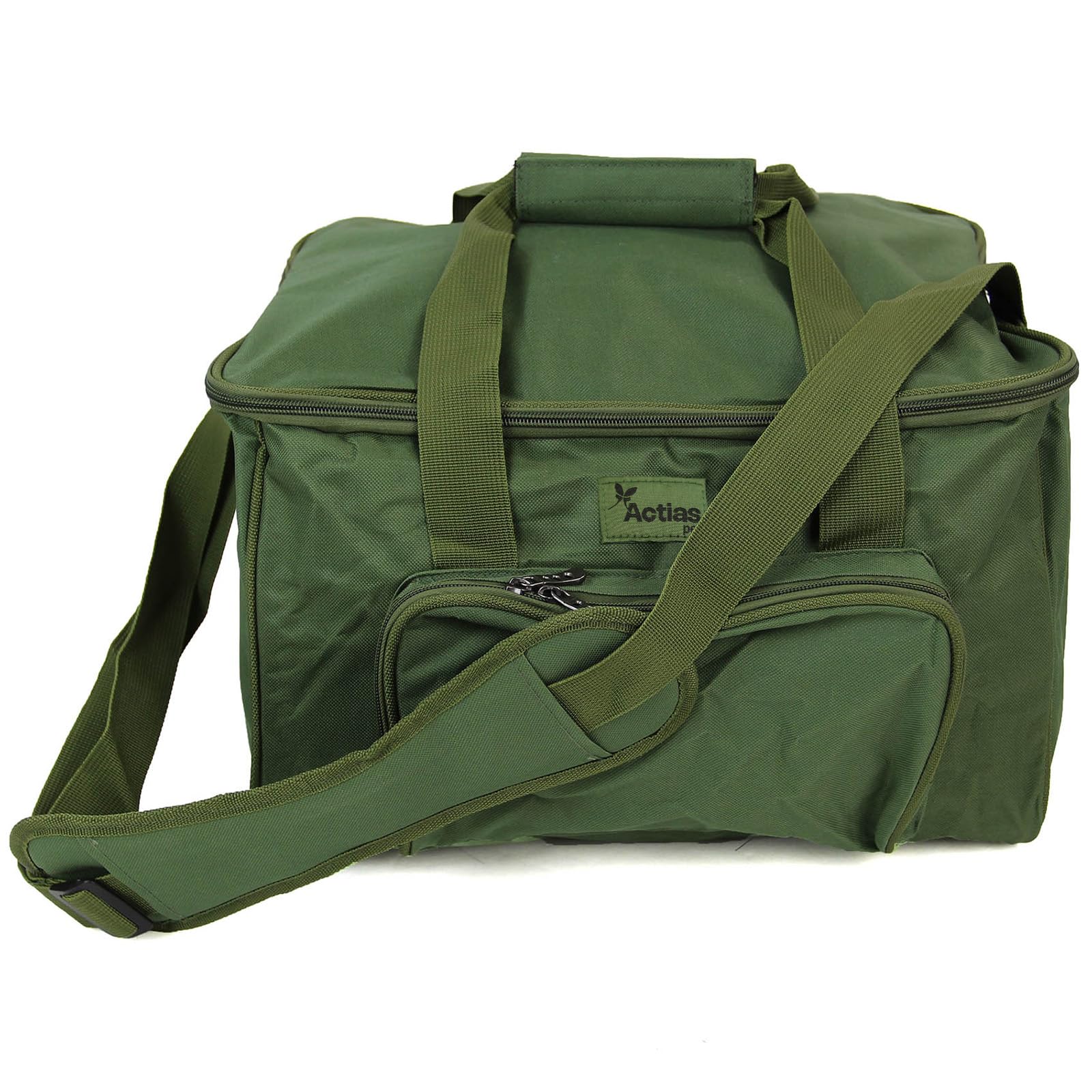 Actiaspet Carp & Coarse Fishing Tackle Bag Green Carryall with Padded Shoulder Strap, External Pocket & Rubber Feet, 40cm x 30cm x 26cm
