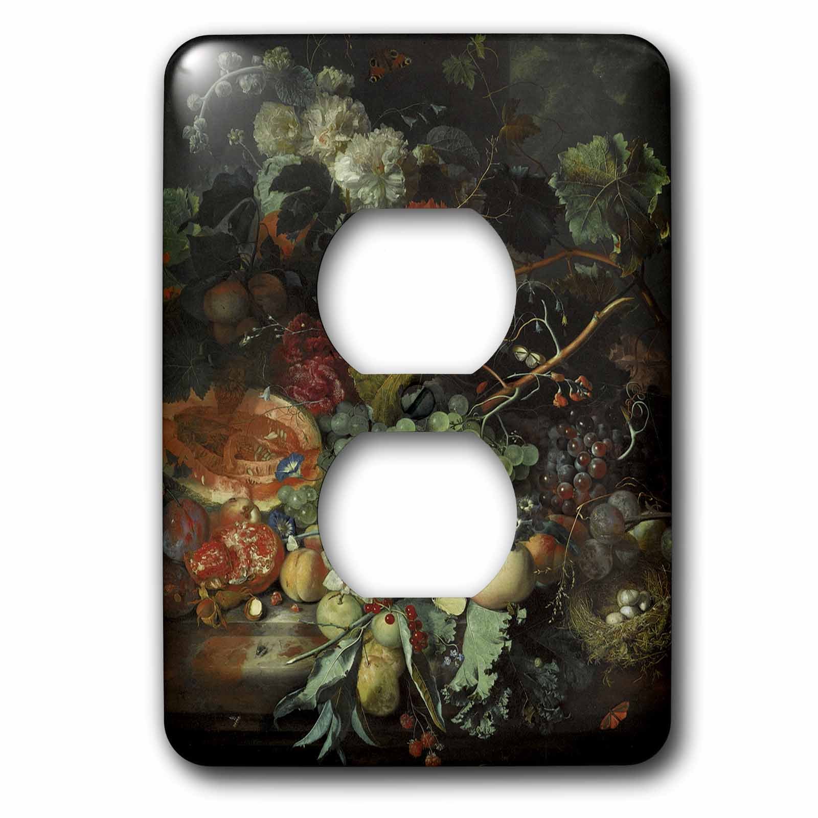 Jan Van Huysum plaque 2 prises style marbre et fleurs pour une finition murale luxueuse