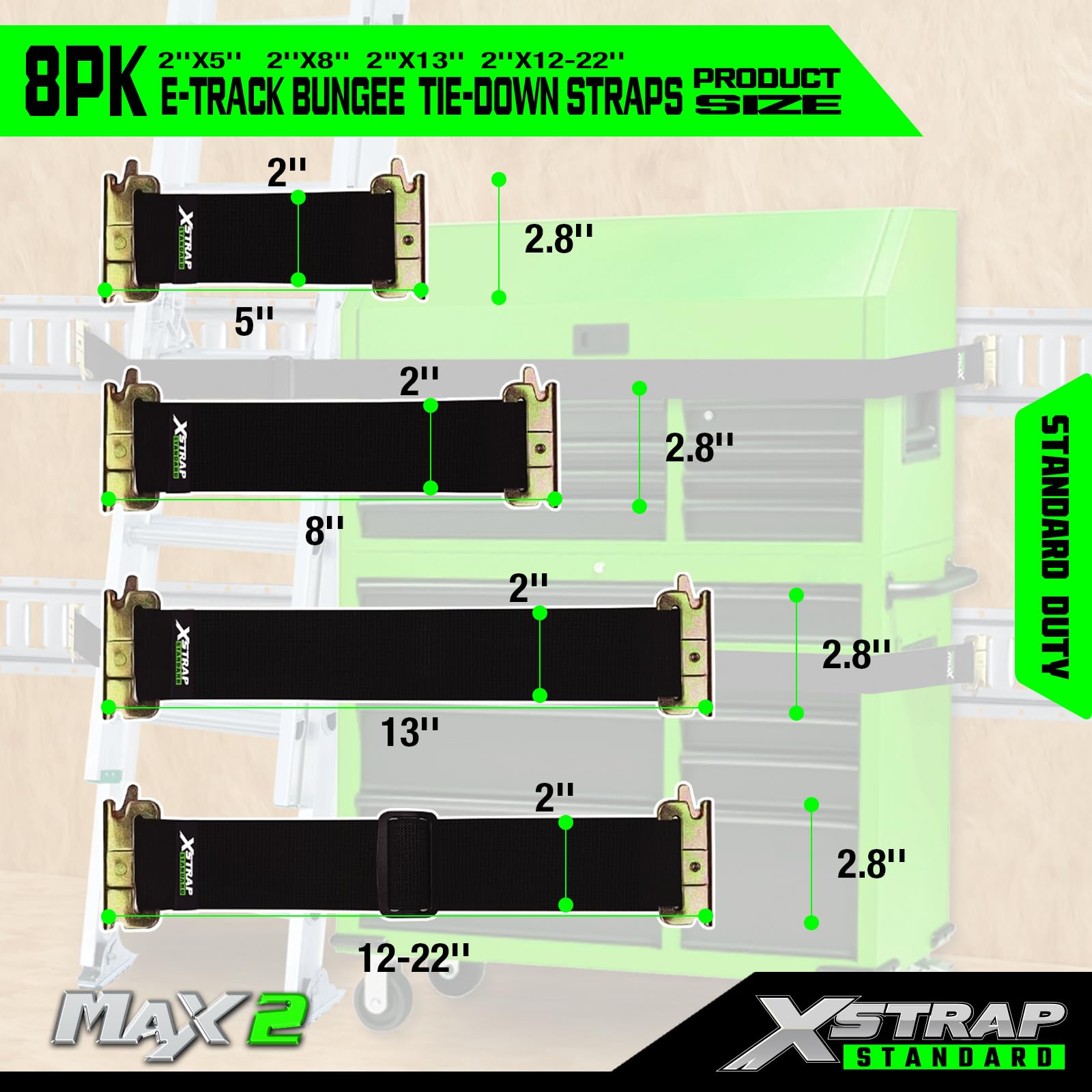 XSTRAP E-Track Straps - 8 Pack Securing Kit -4