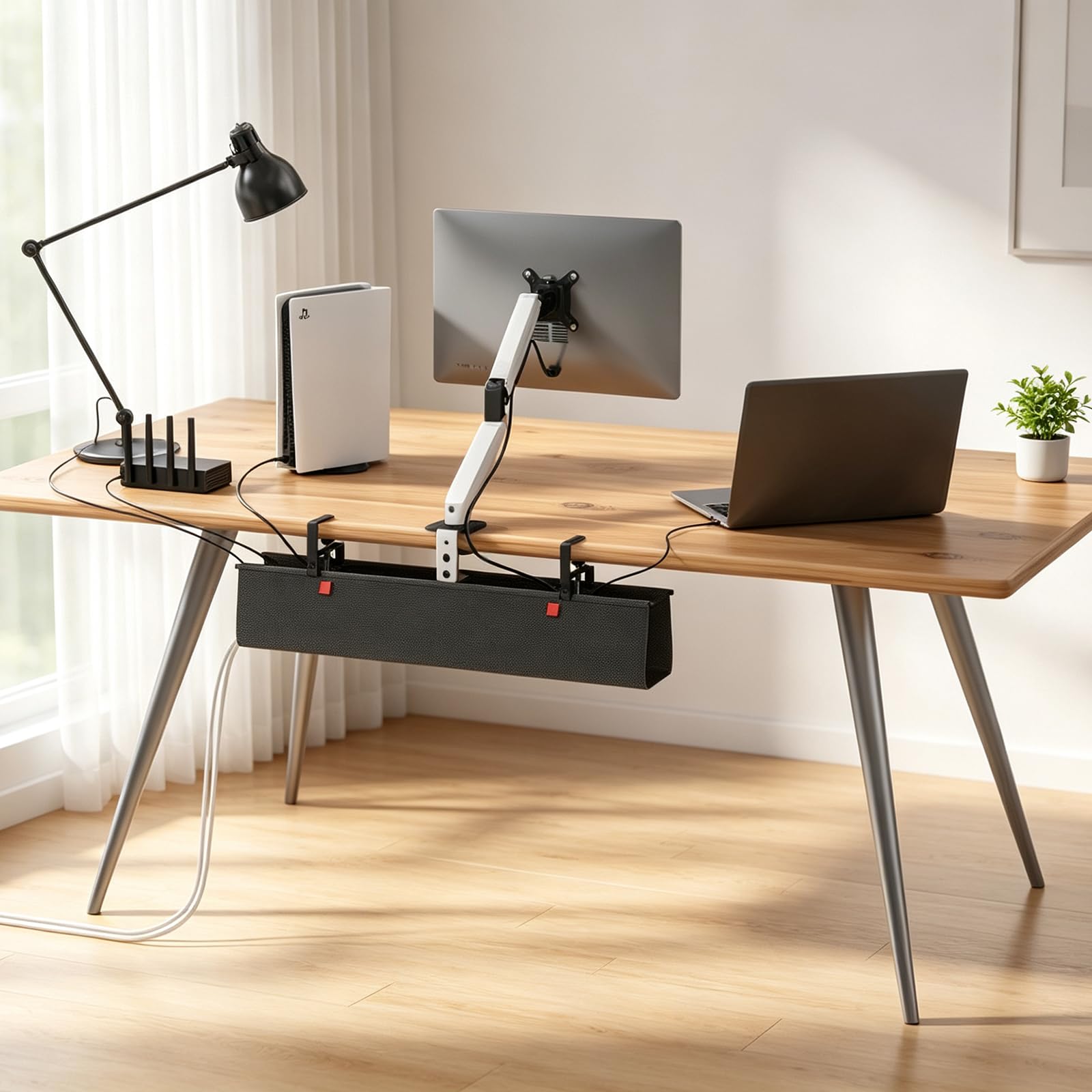 Plateau de gestion des câbles sous le bureau 121,9 cm