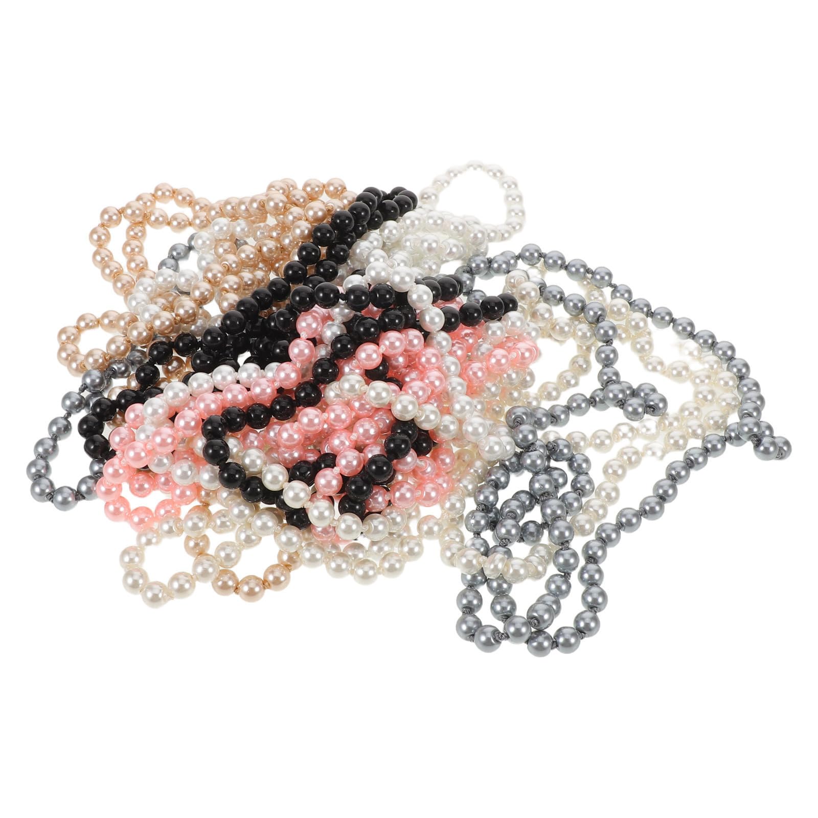 Kisangel 12 Piezas Collar Largo de Perlas Simuladas Blanco de Vidrio Estilo