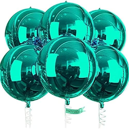 Miniatura 2 de PartyWoo Globos de color verde oscuro, 4 piezas y 6 globos de papel de aluminio verde