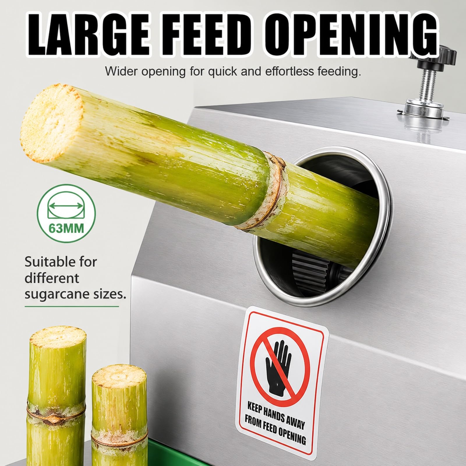 Spremi-canna Da Zucchero Manuale, Estrattore A Tre Rulli In Acciaio Inox Di Alta Qualità Con Imboccatura Da 62mm, Spremitrice A Manovella Ad Alta Resa Per Uso Domestico E Commerciale