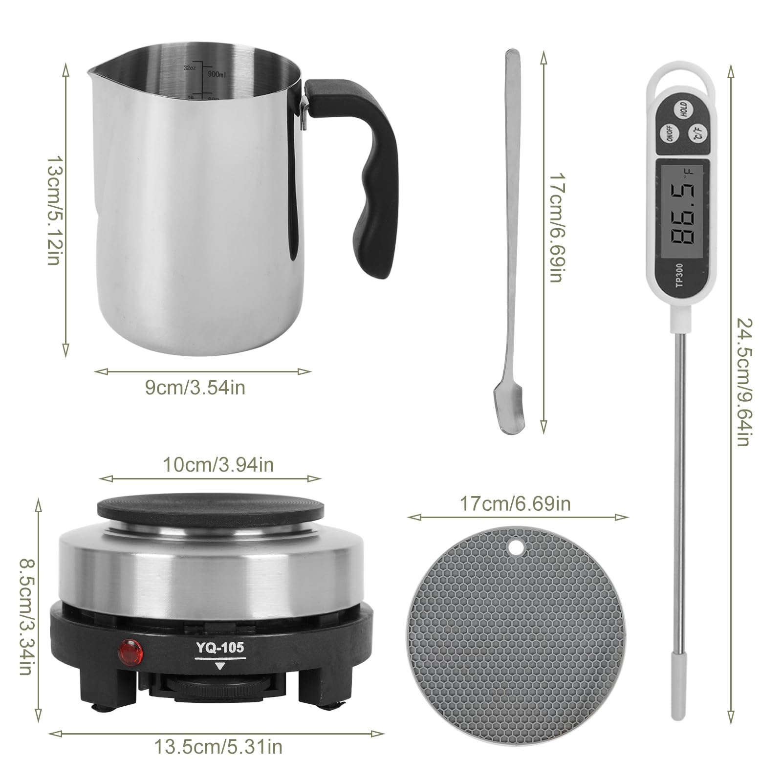 XLSBZ Kit per la produzione di candele, fai da te, con piastra di riscaldamento elettronica e pentola di cera da 900 ml, set per la produzione di candele per principianti