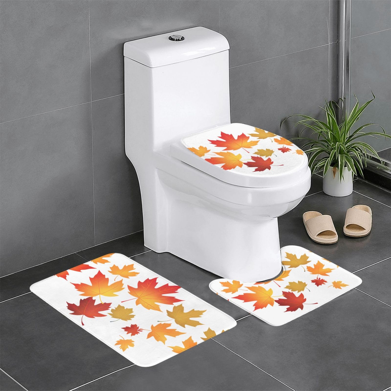 Tapis de bain antidérapant WHJDPP lot de 3 pour toilettes et baignoire