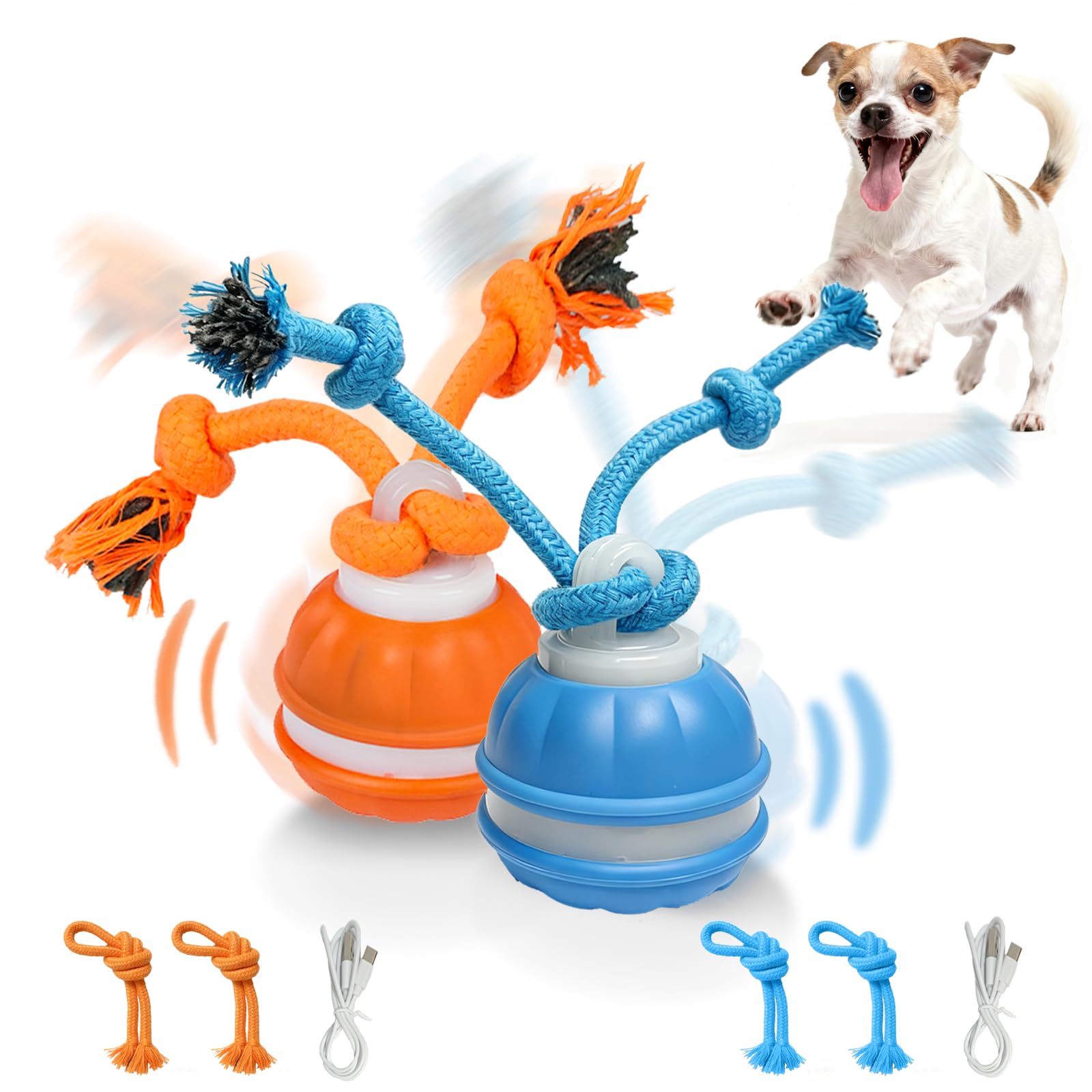 Photo 1 of 2PCS Interactive Dog Toys Dog Ball,Automatic Rolling and Bouncing Moving Dog Toy,Squeaky Rolling Balls with Flashing Light,USB Rechargeable Chew Toys for Puppy Small Dogs, Pet Ball to Keep Them Busy
