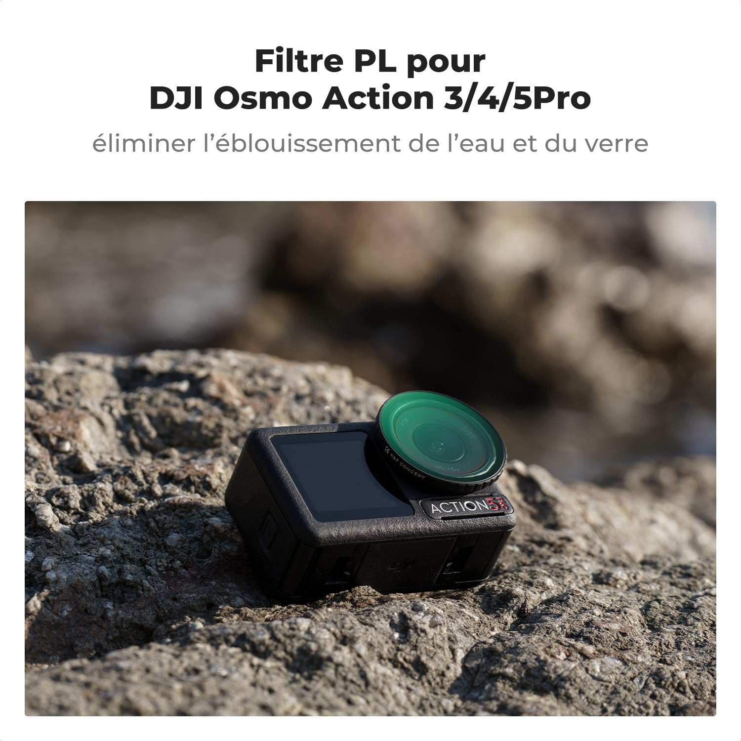 K&F CONCEPT Filtres CPL Polarisant Snap-on Compatible avec DJI 0smo Action 3/4/5 Pro HD Nano-revêtements Étanche Anti des Rayures Léger
